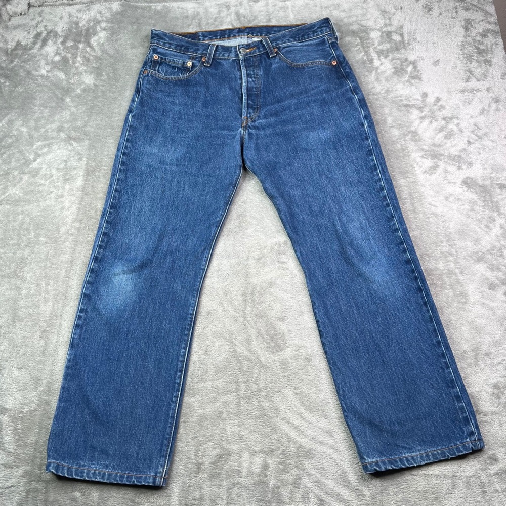 Levi's 501 Original Fit Jeans Mens 34x30 Fit 32x28 Blue Straight Leg Button Fly